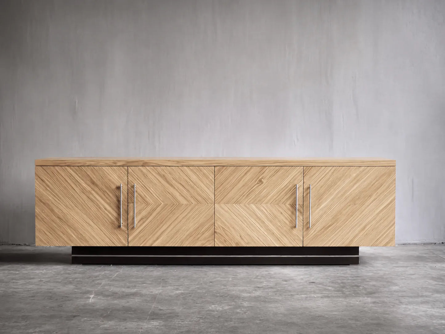 Geometric Natural Solid Wood TV Stand with Chevron Door Design - Livewoodcraft - 11