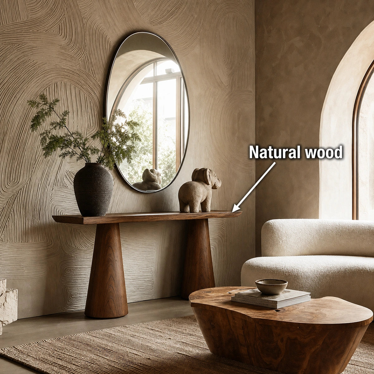 Tapered Pedestal Natural Solid Wood Console Table for Entryways - Livewoodcraft - 10