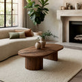 Handcrafted Solid Walnut Oval Coffee Table | Leaf Carved Modern Coffee Table for Living Room