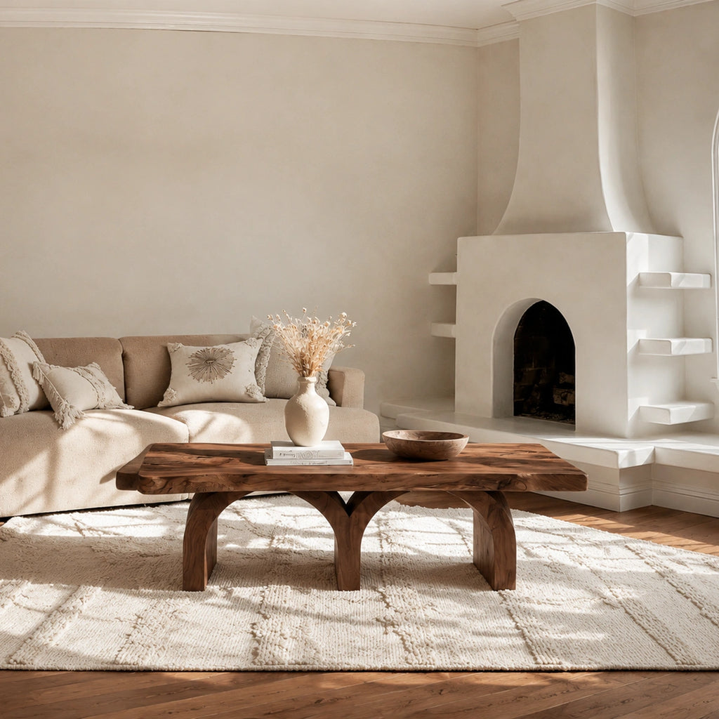Handcrafted Solid Walnut Live Edge Coffee Table | Rustic Modern Wood Coffee Table for Living Room