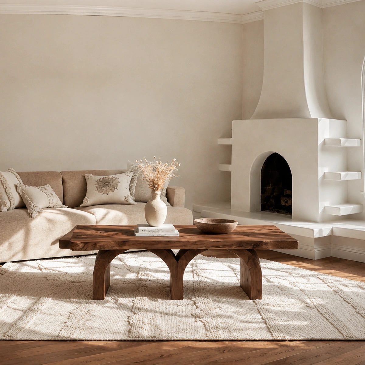 Handcrafted Solid Walnut Live Edge Coffee Table | Rustic Modern Wood Coffee Table for Living Room