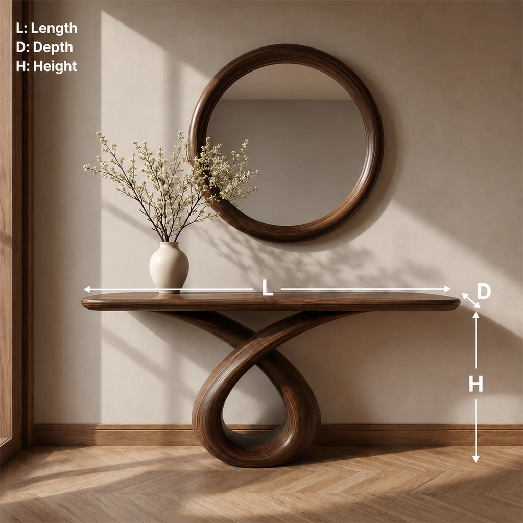 Infinity Loop Console Table in Natural Solid Wood