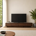Floating Look Natural Solid Wood TV Stand with Four Door Storage Design