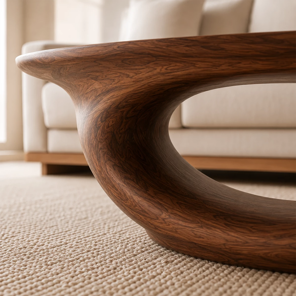 Sculptural Modern Coffee Table Crafted from Natural Solid Wood