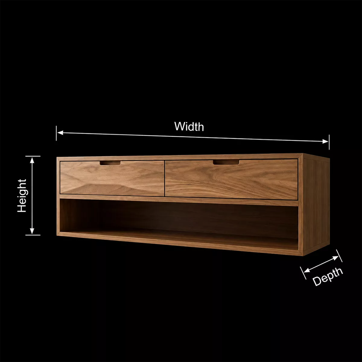 Floating Solid Wood Bathroom Vanity With Open Towel Shelf And Hidden Drawer Storage
