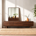 Contemporary Natural Solid Wood TV Stand with Concealed Storage