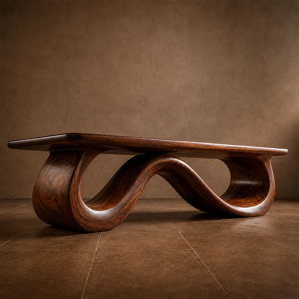 Wave Sculptural Coffee Table Crafted from Natural Solid Wood