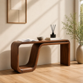 Natural Solid Wood Console Table Sculptural Double Loop Modern Style