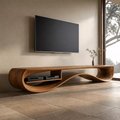Contemporary Sculptural Wood TV Stand For Living Room