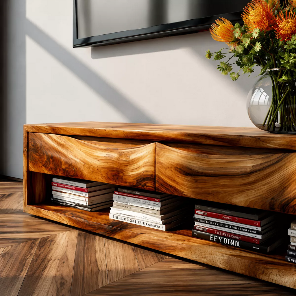 Rustic Solid Wood TV Stand For Living Room