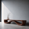 Sculptural Wave Wood Bench – Organic Natural Wood Bench for Modern Interior