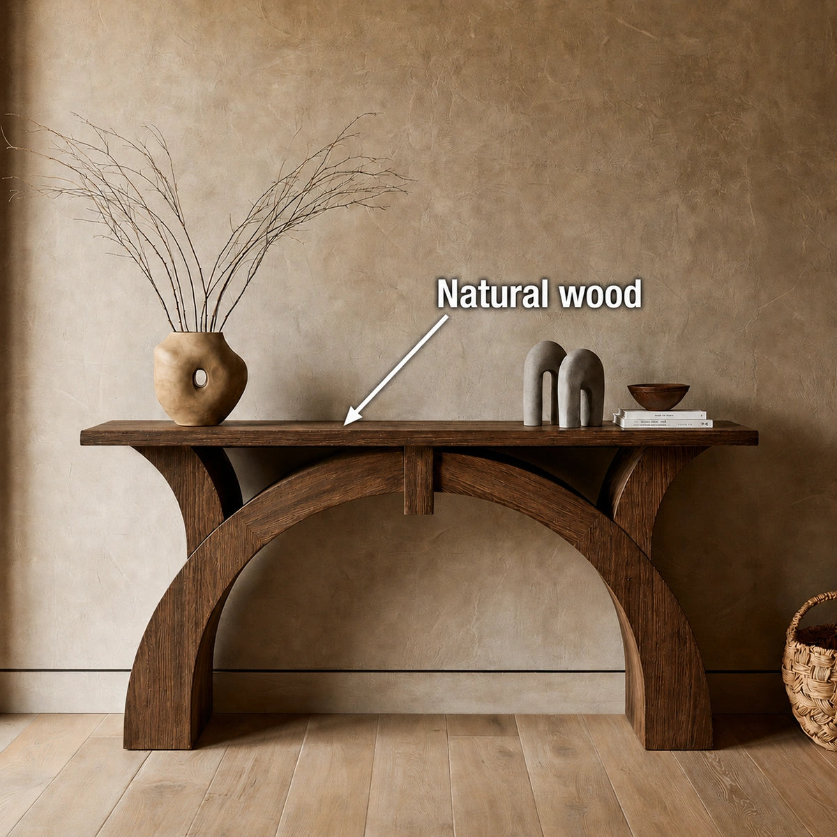Arched Natural Solid Wood Console Table for Entryway and Hallway - Livewoodcraft - 10