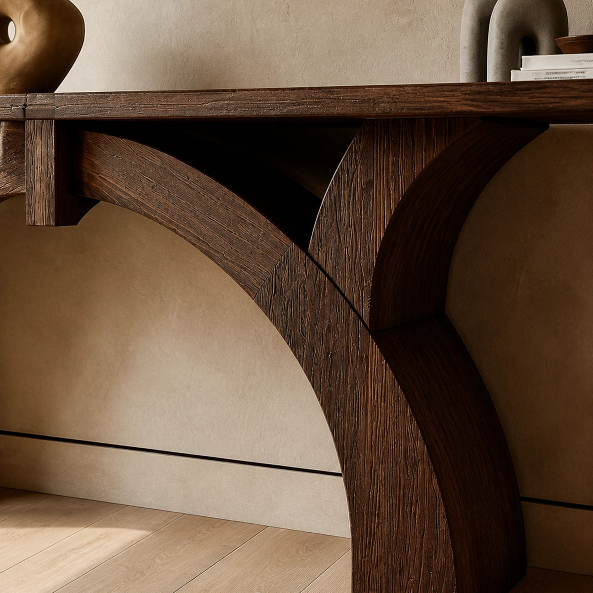 Arched Natural Solid Wood Console Table for Entryway and Hallway - Livewoodcraft - 2