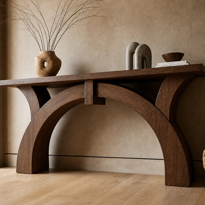 Arched Natural Solid Wood Console Table for Entryway and Hallway - Livewoodcraft - 3