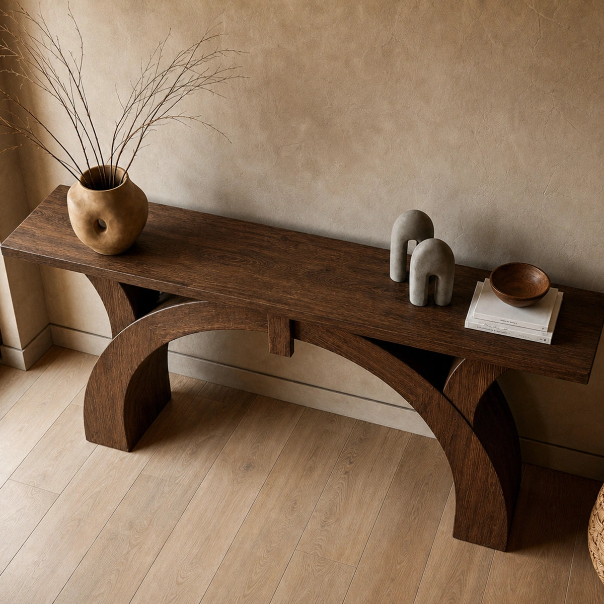 Arched Natural Solid Wood Console Table for Entryway and Hallway - Livewoodcraft - 4