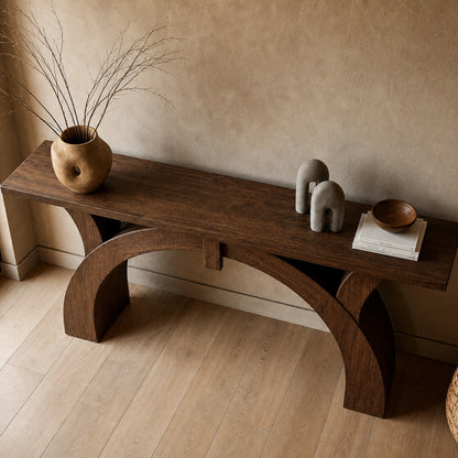 Arched Natural Solid Wood Console Table for Entryway and Hallway - Livewoodcraft - 4