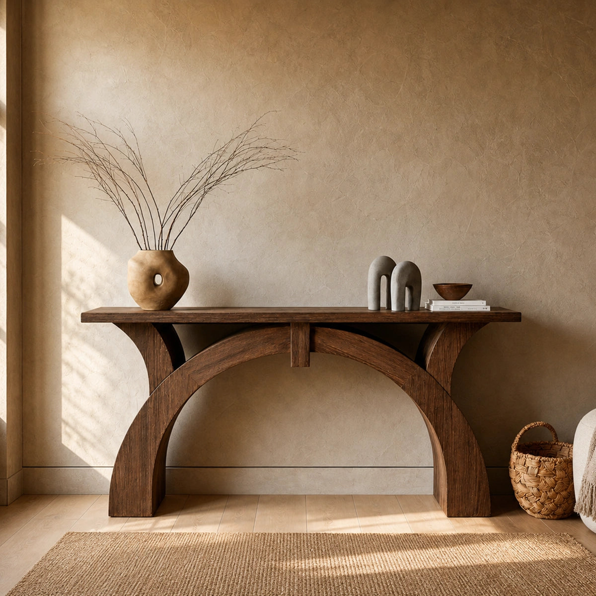 Arched Natural Solid Wood Console Table for Entryway and Hallway - Livewoodcraft - 5