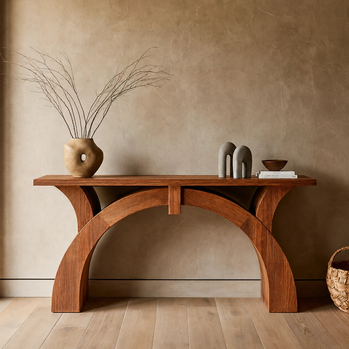 Arched Natural Solid Wood Console Table for Entryway and Hallway - Livewoodcraft - 6