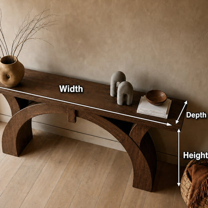 Arched Natural Solid Wood Console Table for Entryway and Hallway - Livewoodcraft - 9