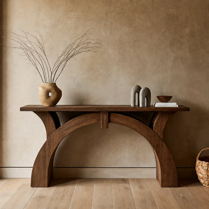 Arched Natural Solid Wood Console Table for Entryway and Hallway - Livewoodcraft