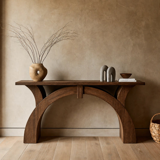 Arched Natural Solid Wood Console Table for Entryway and Hallway - Livewoodcraft