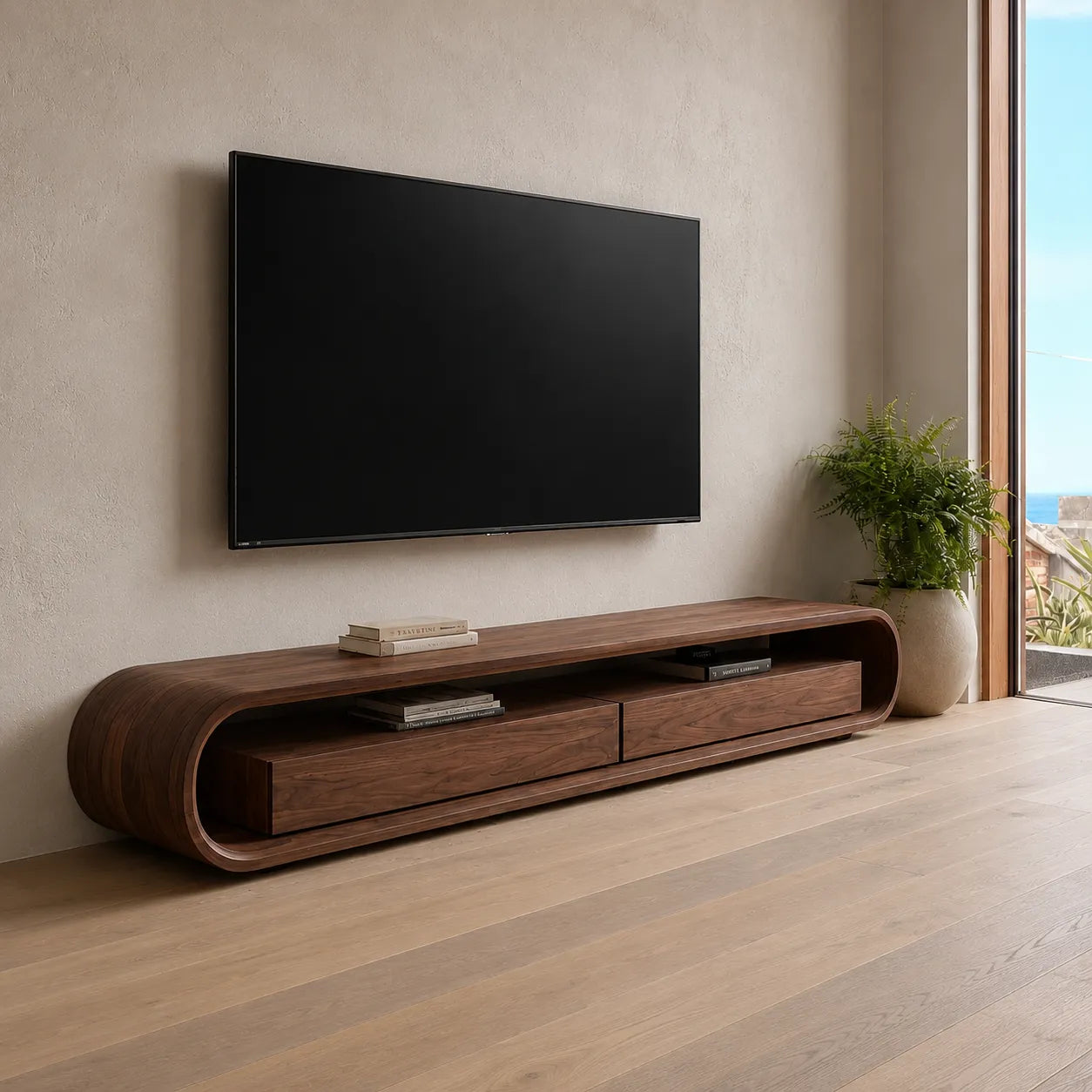 Capsule Natural Solid Wood TV Stand with Open Shelf Media Storage - Livewoodcraft - 11