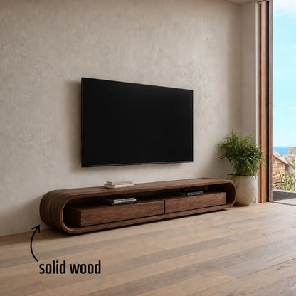 Capsule Natural Solid Wood TV Stand with Open Shelf Media Storage - Livewoodcraft - 2