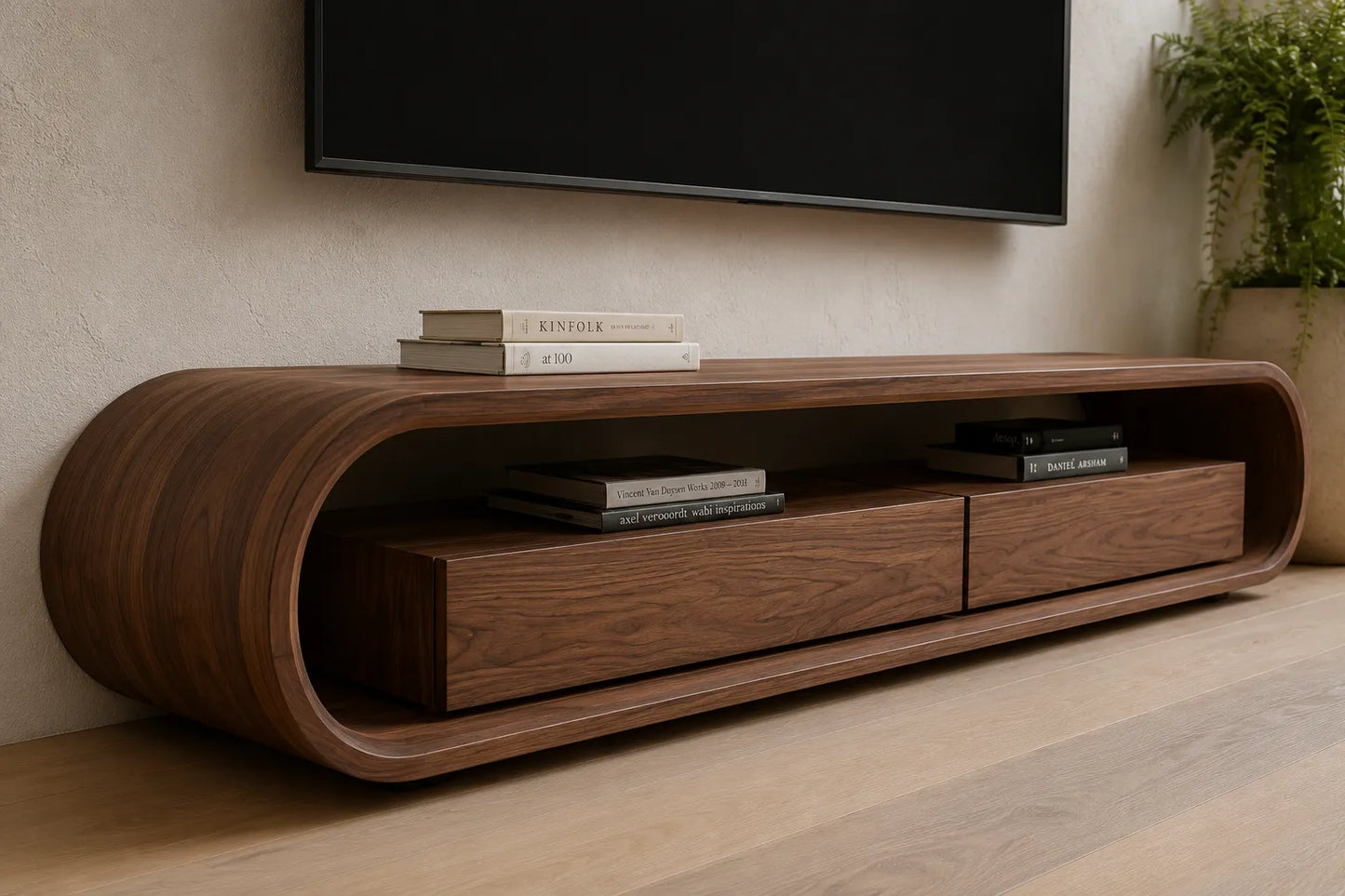 Capsule Natural Solid Wood TV Stand with Open Shelf Media Storage - Livewoodcraft - 4