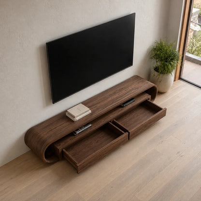 Capsule Natural Solid Wood TV Stand with Open Shelf Media Storage - Livewoodcraft - 5