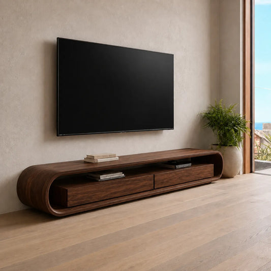 Capsule Natural Solid Wood TV Stand with Open Shelf Media Storage - Livewoodcraft