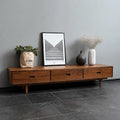 Scandinavian Natural Solid Wood TV Stand with Three Drawer Storage