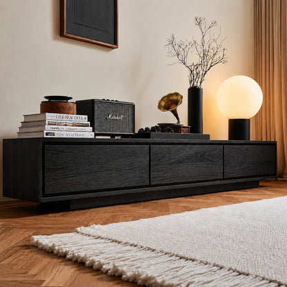 Contemporary Low Profile TV Stand with Seamless Storage Panels - Livewoodcraft - 11
