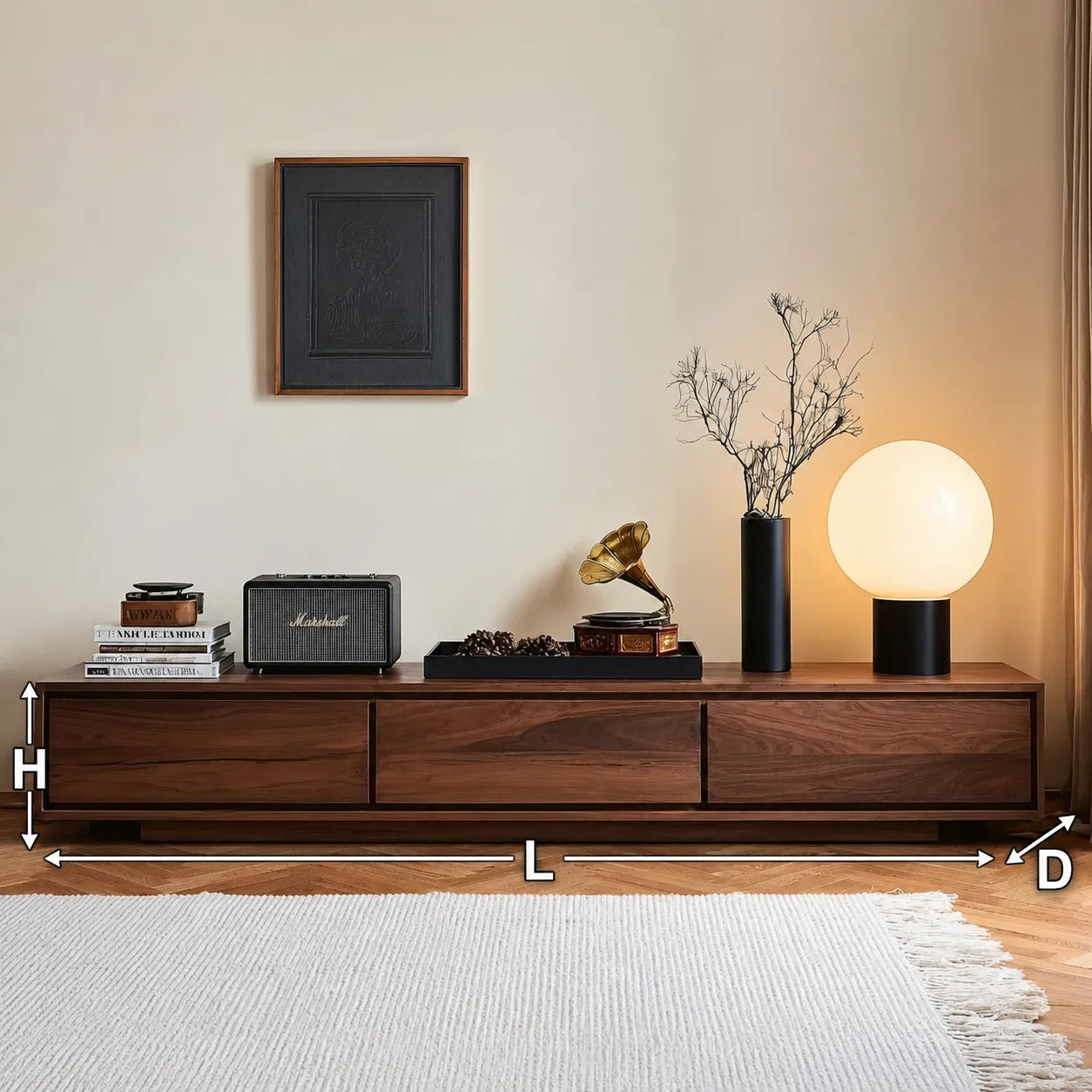 Contemporary Low Profile TV Stand with Seamless Storage Panels - Livewoodcraft - 3