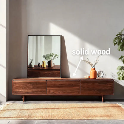 Contemporary Natural Solid Wood TV Stand with Concealed Storage - Livewoodcraft - 2