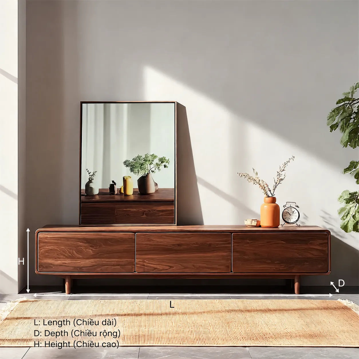 Contemporary Natural Solid Wood TV Stand with Concealed Storage - Livewoodcraft - 3