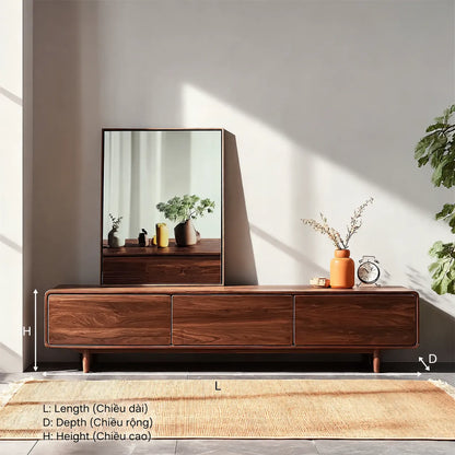 Contemporary Natural Solid Wood TV Stand with Concealed Storage - Livewoodcraft - 3