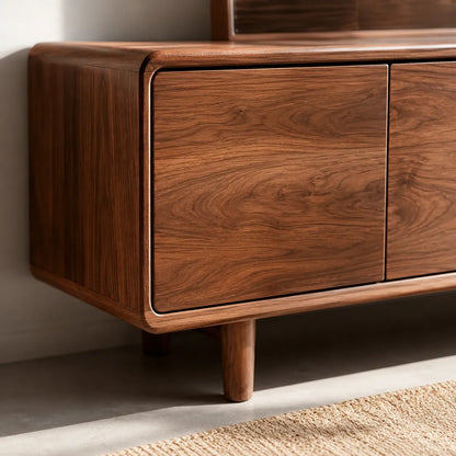 Contemporary Natural Solid Wood TV Stand with Concealed Storage - Livewoodcraft - 4