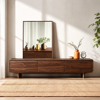 Contemporary Natural Solid Wood TV Stand with Concealed Storage - Livewoodcraft - 9