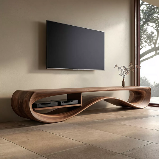 Contemporary Sculptural Wood TV Stand For Living Room - Livewoodcraft
