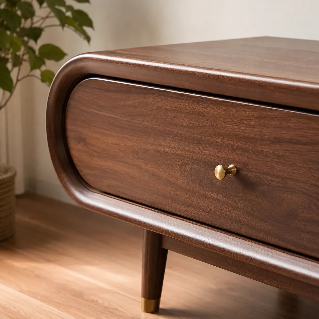 Curved Edge TV Stand with Dual Drawer Storage and Rounded Profile - Livewoodcraft - 4