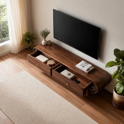 Curved Edge TV Stand with Dual Drawer Storage and Rounded Profile - Livewoodcraft - 7