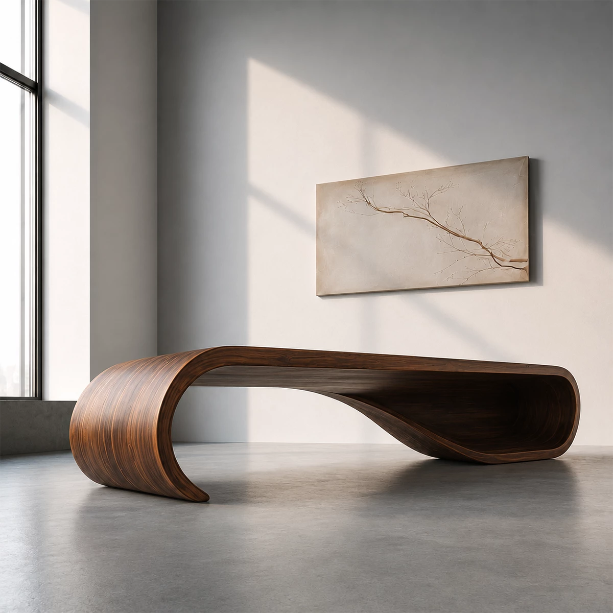 Curved Wood Bench – Natural Oak Bench for Modern Entryway and Minimal Interior - Livewoodcraft - 10