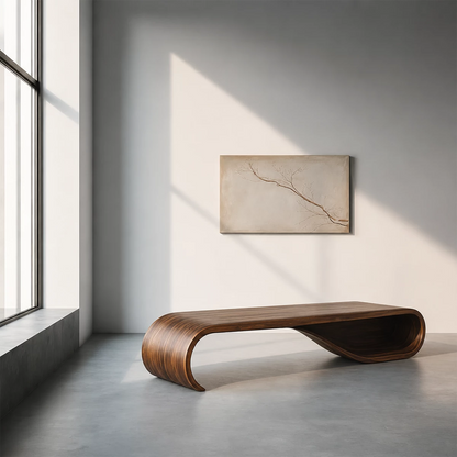 Curved Wood Bench – Natural Oak Bench for Modern Entryway and Minimal Interior - Livewoodcraft - 11