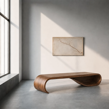 Curved Wood Bench – Natural Oak Bench for Modern Entryway and Minimal Interior - Livewoodcraft - 2