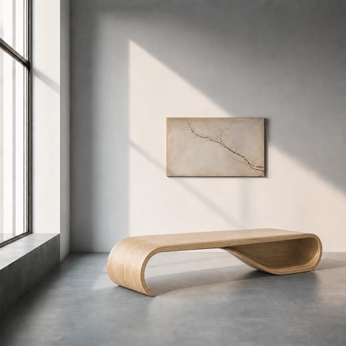 Curved Wood Bench – Natural Oak Bench for Modern Entryway and Minimal Interior - Livewoodcraft - 4