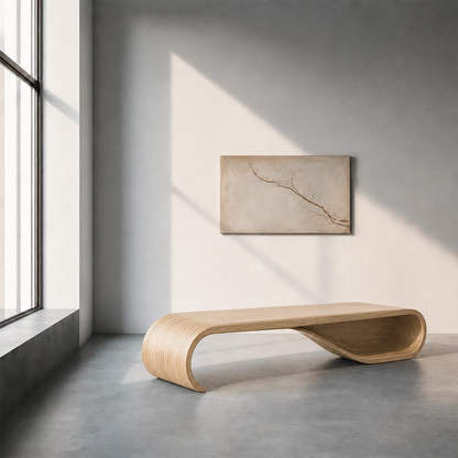 Curved Wood Bench – Natural Oak Bench for Modern Entryway and Minimal Interior - Livewoodcraft - 4