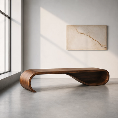 Curved Wood Bench – Natural Oak Bench for Modern Entryway and Minimal Interior - Livewoodcraft - 5
