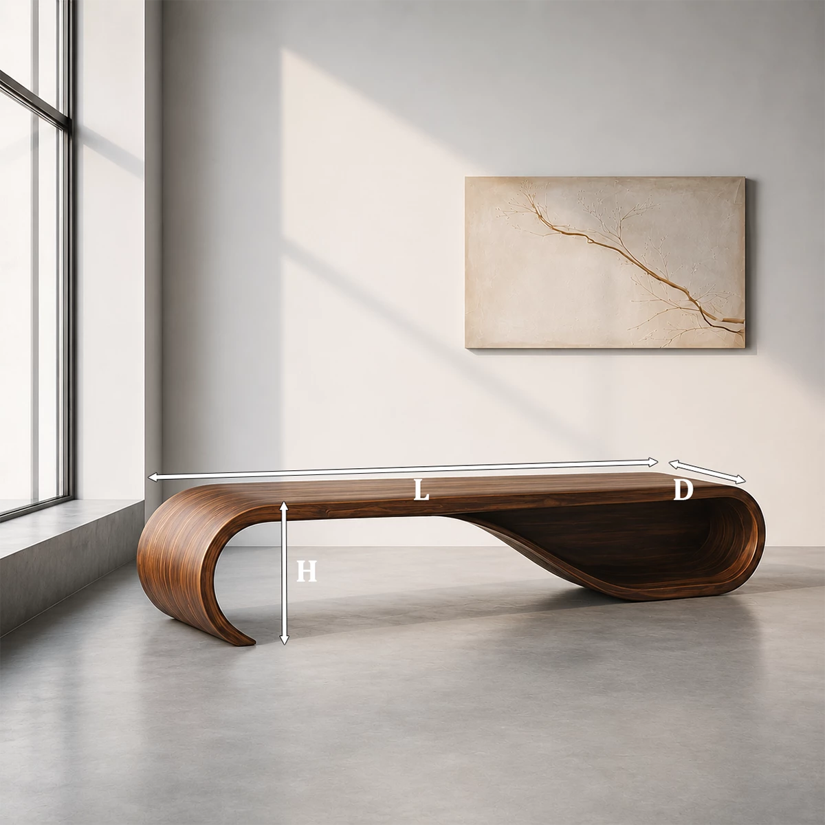 Curved Wood Bench – Natural Oak Bench for Modern Entryway and Minimal Interior - Livewoodcraft - 6