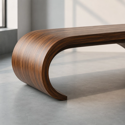 Curved Wood Bench – Natural Oak Bench for Modern Entryway and Minimal Interior - Livewoodcraft - 8