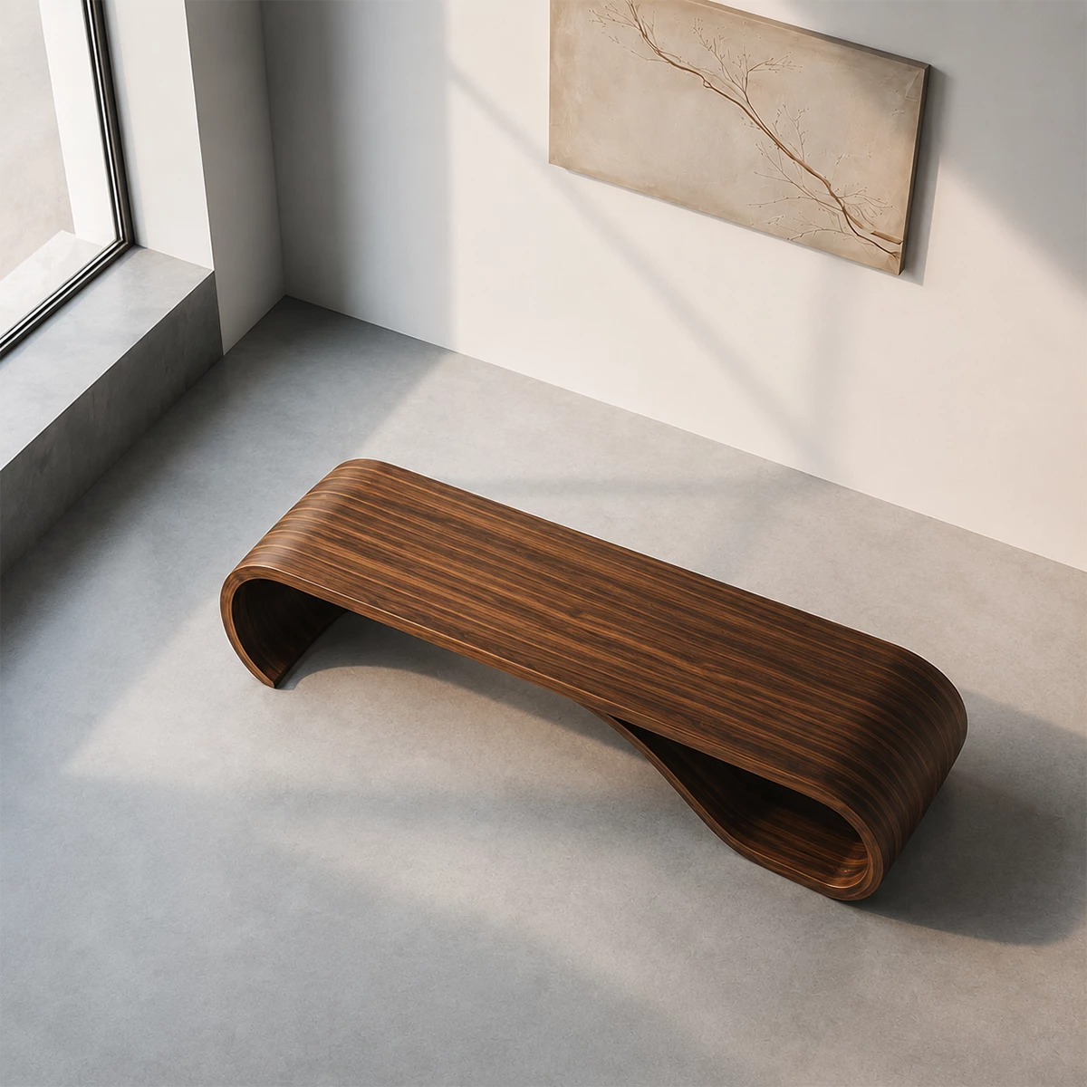 Curved Wood Bench – Natural Oak Bench for Modern Entryway and Minimal Interior - Livewoodcraft - 9